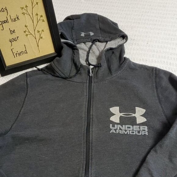 Under Armour Unisex Sz. M Grey Full Zippered Hoodie with Pockets - Picture 2 of 12
